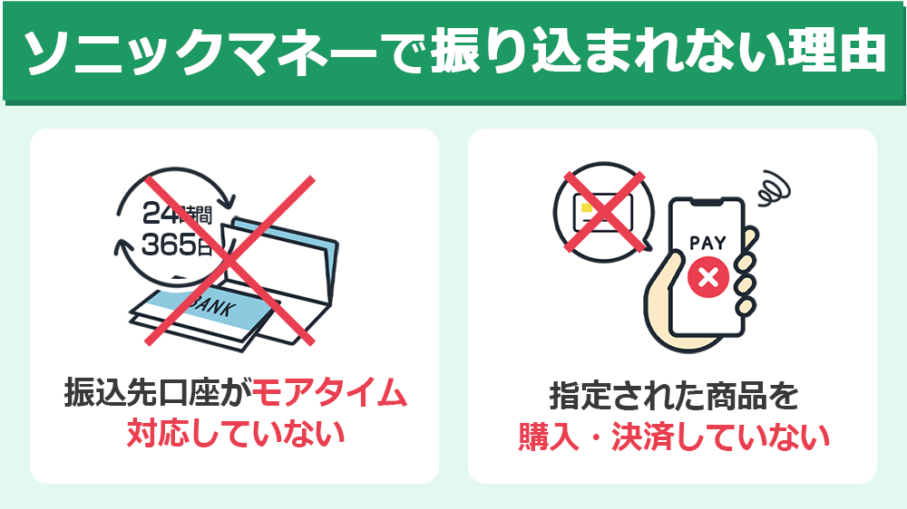 ソニックマネーで振り込まれない理由は？