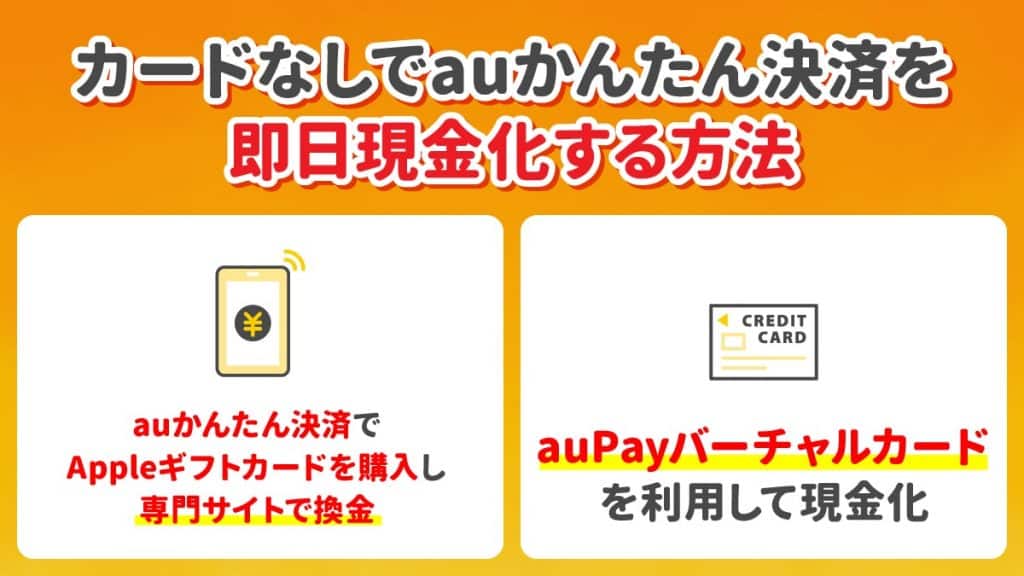 カードなしでauかんたん決済を即日現金化する方法