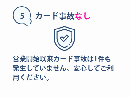 エニタイムは営業開始以来カード事故は1件も発生していない